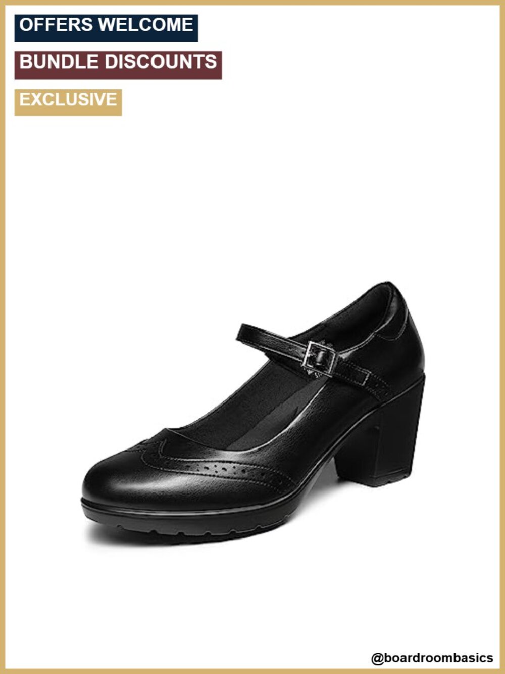 Women's Round Toe Mary Jane Heels with Chunky Block Heel, Cushioned Insole,